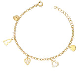 Pulseras Delicadas, Bañado en oro, Zirconia cúbica artificial