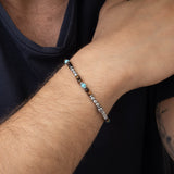 Pulsera de hombre, Acero inoxidable, Turquesa artificial, Ojo de tigre artificial