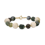 Pulsera de piedra, Bañado en oro, Ágata artificial, Jaspe artificial