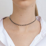 Collar gargantilla, Plata 925 bañada en rodio, Vidrio de plomo