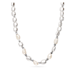 collar de piedra, Plata de Ley 925, Perla cultivada, Hematita artificial