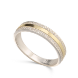 Anillo Delicado, Plata 925 con oro 9k, Zirconia cúbica artificial