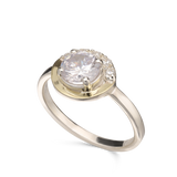 Anillo Delicado, Plata 925 con oro 9k, Zirconia cúbica artificial