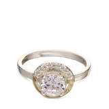 Anillo Delicado, Plata 925 con oro 9k, Zirconia cúbica artificial