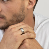 anillo de hombre, Acero inoxidable, Zirconia cúbica artificial