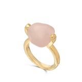 Anillo Delicado, Bañado en oro, Cuarzo rosa artificial